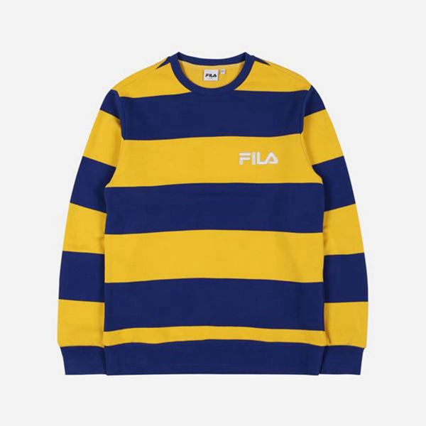 Sudaderas Fila Mujer Amarillo / Azul Marino - Striped - España 730825UWL